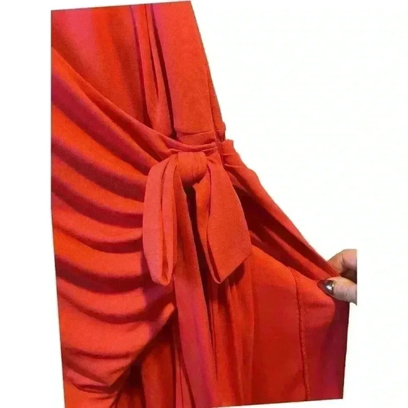 NWT Cinq à Sept Delia Sleeveless Faux Wrap Dress Women's 6 Red Chili Peppers - Picture 11 of 15